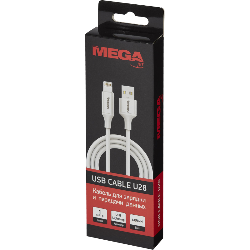 Кабель ProMega U28, 2.4A, 1м, USB - Lightning, TPE, силикон, белый