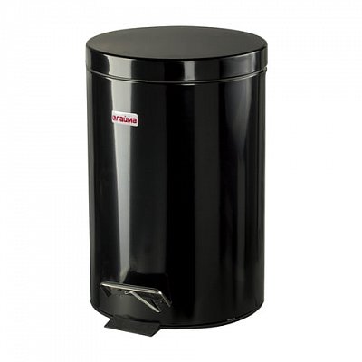 Ведро-контейнер для мусора (урна) с педалью ЛАЙМА «Classic», 12 л, черное, глянцевое, металл, со съемным внутренним ведром