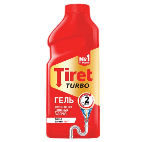 Средство для прочистки канализационных труб TIRET Turbo, 500 мл, гель