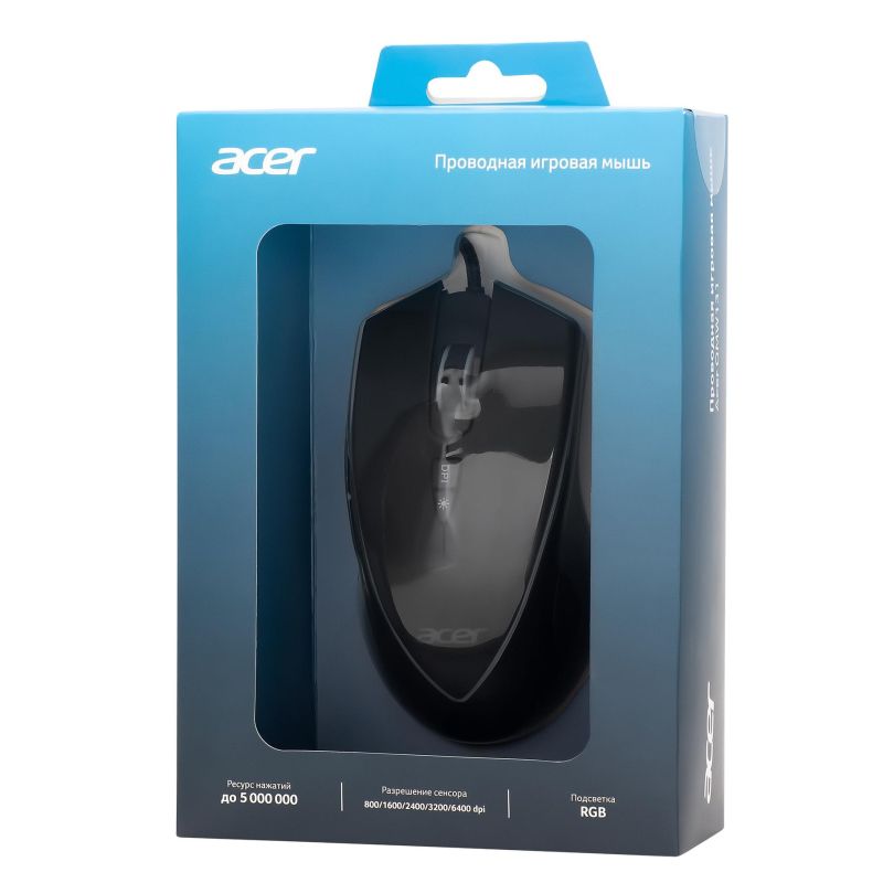 Мышь компьютерная Acer OMW131 черный (800-6400dpi)USB/1кн (ZL. MCEEE.015)