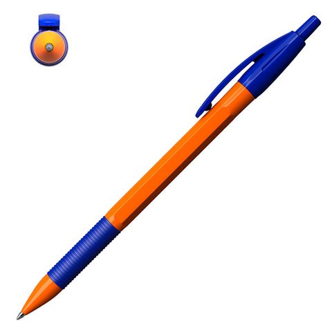Ручка шариковая автоматическая с грипом ERICH KRAUSE «R-301 Orange», СИНЯЯ, 1.0 мм, линия письма 0.5 мм