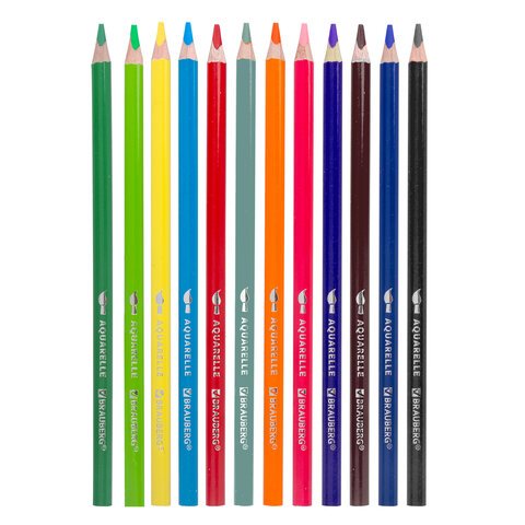 Карандаши цветные акварельные BRAUBERG PREMIUM AQUARELLE12 цветовгрифель мягкий 4 мм181671
