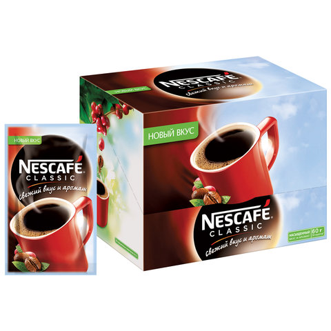 Кофе порционный растворимый Nescafe Classic 30 пакетиков по 2 г арт ...