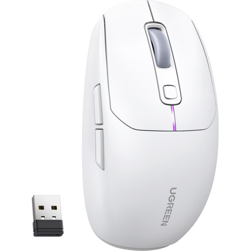 Мышь компьютерная UGREEN MU103 (15629), беспровод, игр, USB2.4 GHz&BT, белый