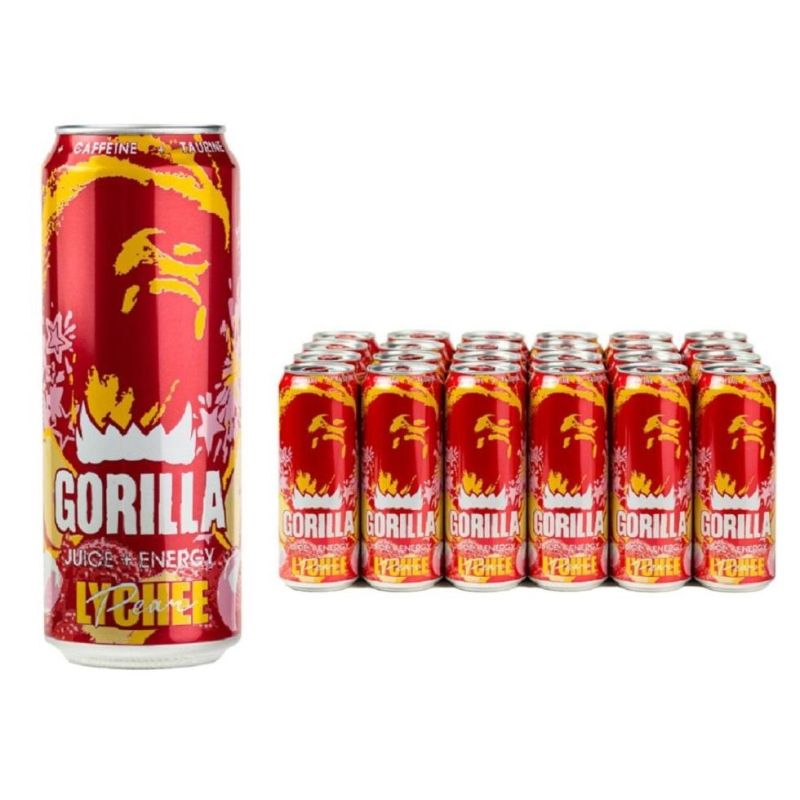 Напиток энергетический GORILLA Lychee Pear безалк тониз ж/б 0.45лx24шт/уп