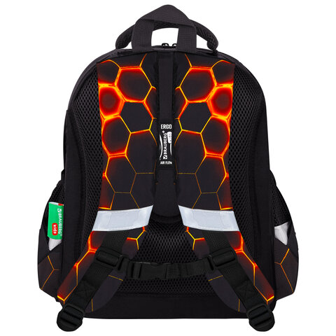 Ранец BRAUBERG KIDS STANDARD, 2 отделения, Fire split, 3D-панель, 36×28х14 см