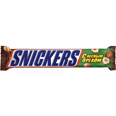 Шоколадный батончик Snickers лесной орех 81г