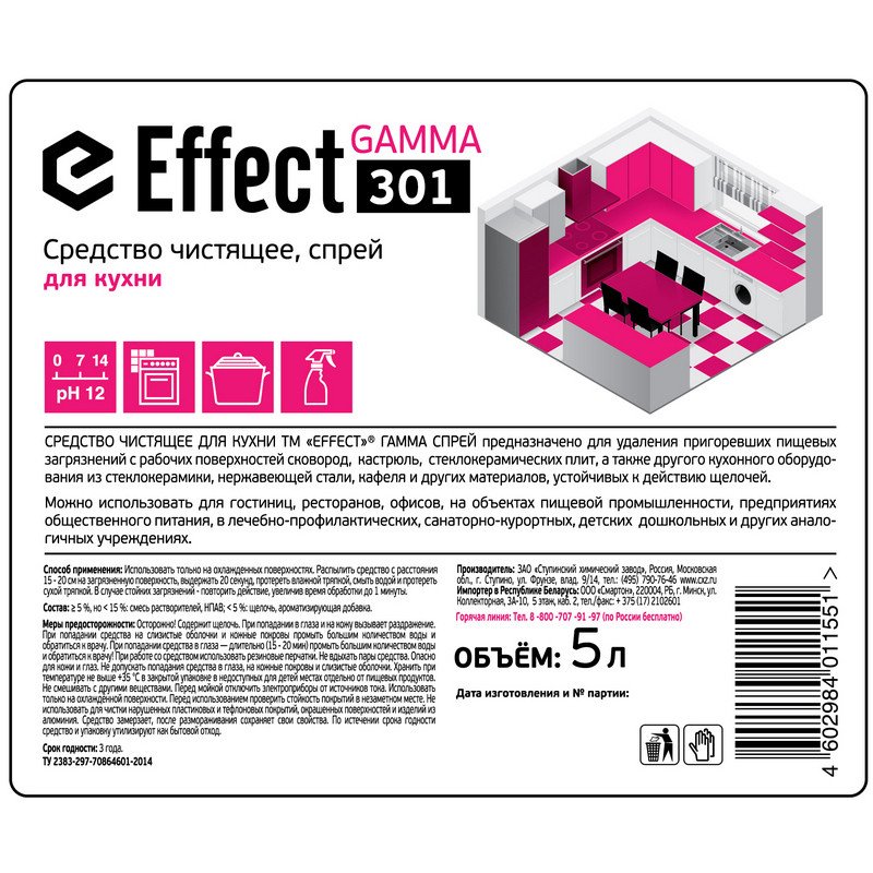 Профессиональное чистящее средство для кухни против нагара Effect Gamma 301 5 л