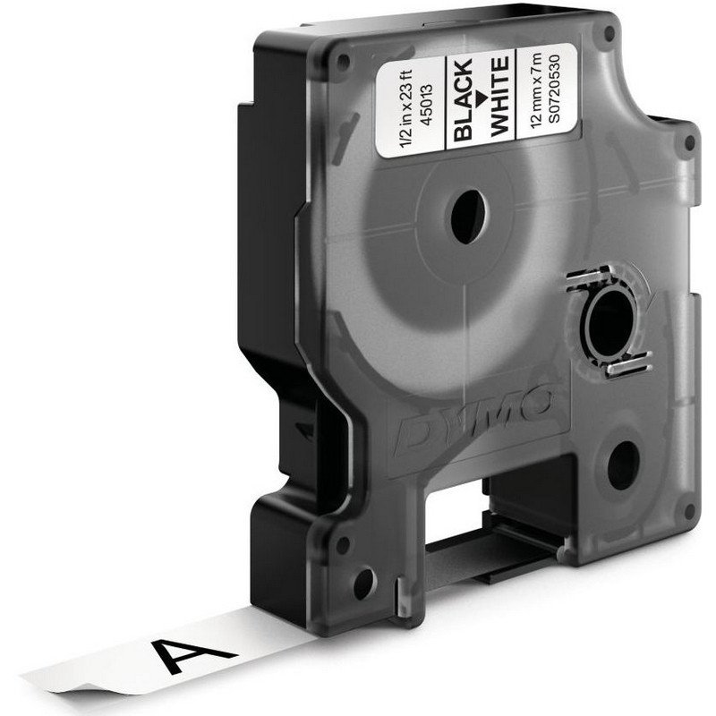 Картридж для этикет-принтеров DYMO LM150, LP350, PC II (12 мм x 7м, белая лента/чёрный шрифт)