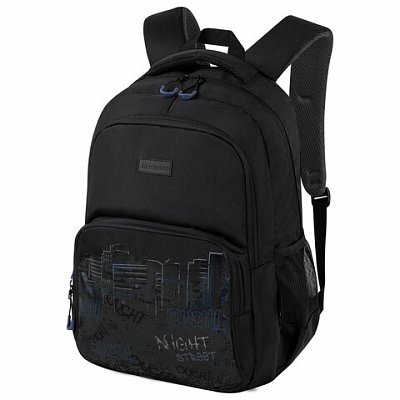 Рюкзак BRAUBERG CONCEPT универсальный, 2 отделения, светоотражающий принт, Night city, 45×30х18 см