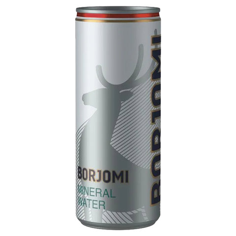 превью Вода ГАЗИРОВАННАЯ минеральная BORJOMI (БОРЖОМИ) 0.33 л, жестяная банка (12 штук в упаковке)