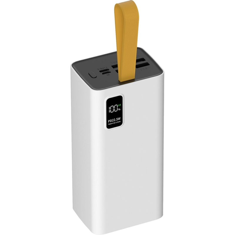 Внешний аккумулятор PERO PB08 40000 mAh, Li-Pol, output USB-C + 4USB-A, белый