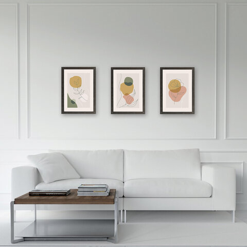 Рамка 21×30 см со стеклом, КОМПЛЕКТ 3 штуки, багет 18 мм МДФ, STAFF «Grand», цвет венге