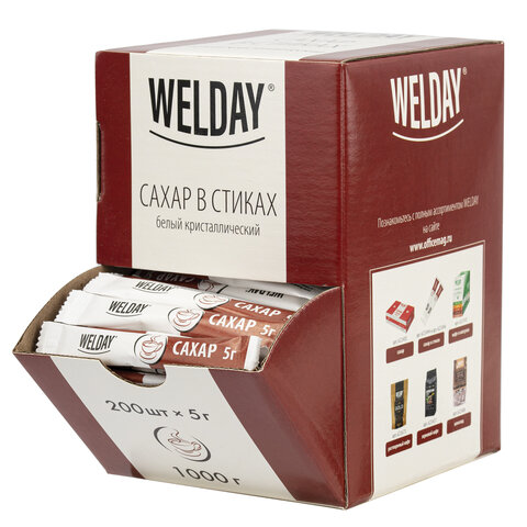 превью Сахар порционный OFFICE-BOX WELDAY (ВЭЛДЭЙ) в стиках по 5 г200 штук1 кг624095