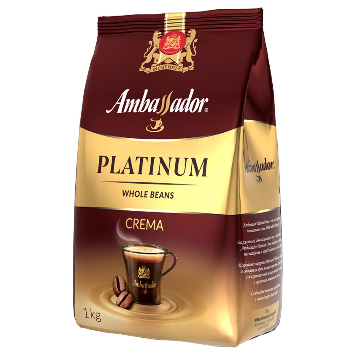 Кофе в зернах Ambassador «Platinum Crema», пакет, 1кг арт. 1258607 ...
