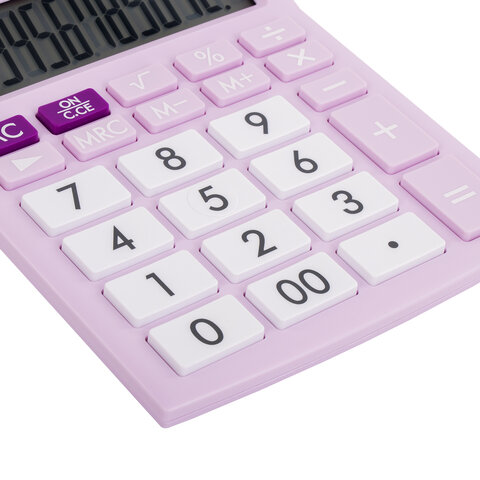 Калькулятор настольный BRAUBERG ULTRA PASTEL-12-PR (192×143 мм), 12 разрядов, двойное питание, СИРЕНЕВЫЙ