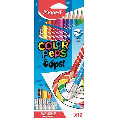 Карандаши цветные Maped Color'peps Oops 12 цветов трехгранные c ластиком