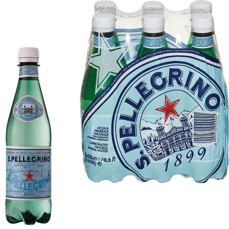превью Вода минеральная газированная San Pellegrino (0,5л, ПЭТ, 6 шт/уп)