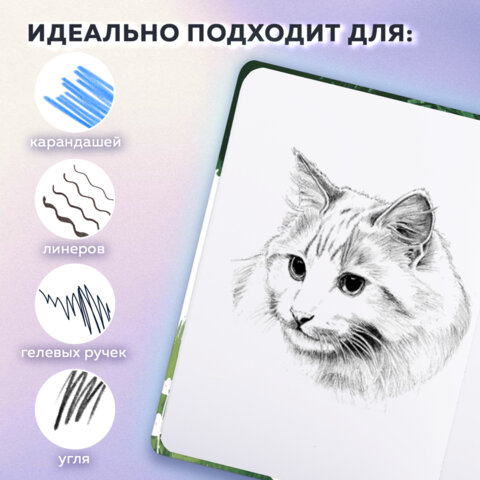 Скетчбук, белая бумага 120 г/м2, 145×203 мм, 80 л., резинка, твердый, BRAUBERG ART, «Прогулка»