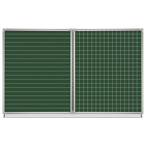 Доска для мела магнитная 3-х элементная 100×150/300 см, ДОПОЛНИТЕЛЬНАЯ ЛИНИЯ/КЛЕТКА, зеленая, STAFF