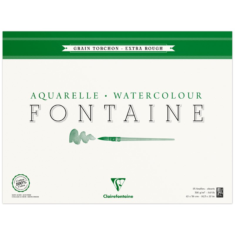 превью Альбом для акварели 25л., 42×56, на склейке Clairefontaine «Fontaine Grain torchon», 300г/м2, холод. пресс, крупное зерно