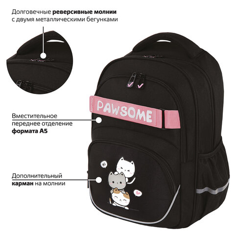 Рюкзак BRAUBERG MOTION, 2 отделения, 3 кармана, «Cat tower», 41×28х17 см