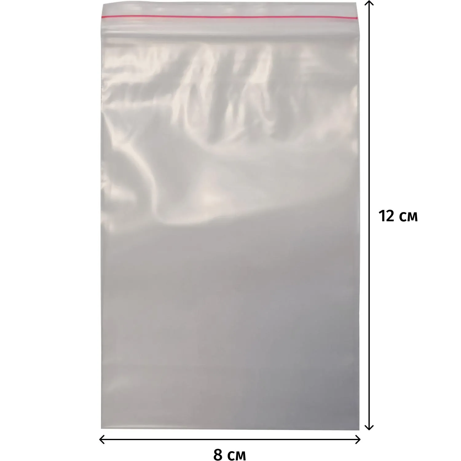Пакет с замком zip-lock ПВД 8x12 см 80 мкм (100 штук в упаковке)