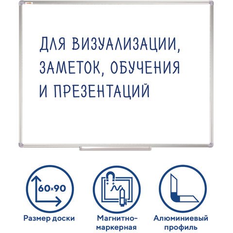 превью Доска магнитно-маркерная 60x90 см, алюминиевая рамка, Польша, STAFF Profit (237721)