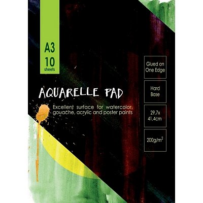 Альбом для акварели 10л,А3,склейк,блок гознак,200гр,тверд.карт.подлож