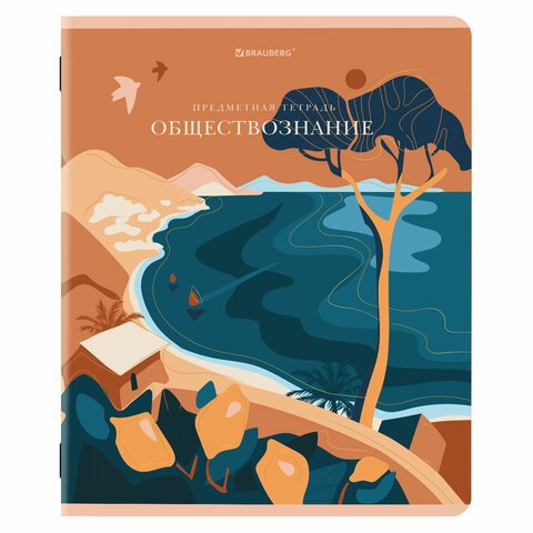 превью Тетрадь предметная «ELEGANCE» 48 л., SoftTouch, фольга, ОБЩЕСТВОЗНАНИЕ, клетка, BRAUBERG