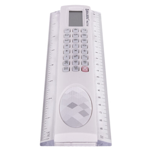 Линейка с калькулятором 20 см BRAUBERG MULTI-8 (53×210 мм)8 разрядов250540