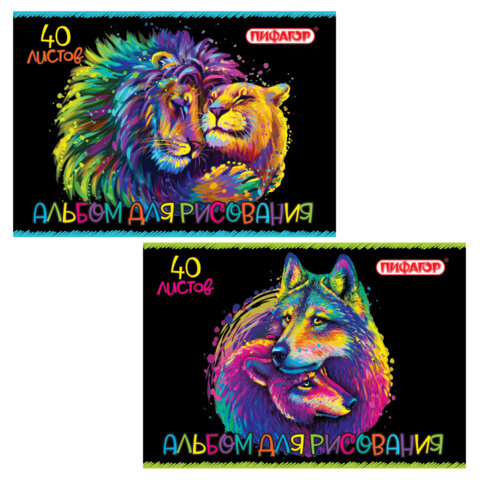 превью Альбом для рисования А4 40 л., скоба, обложка офсет, ПИФАГОР, 203×288 мм, «Нежность» (2 вида)