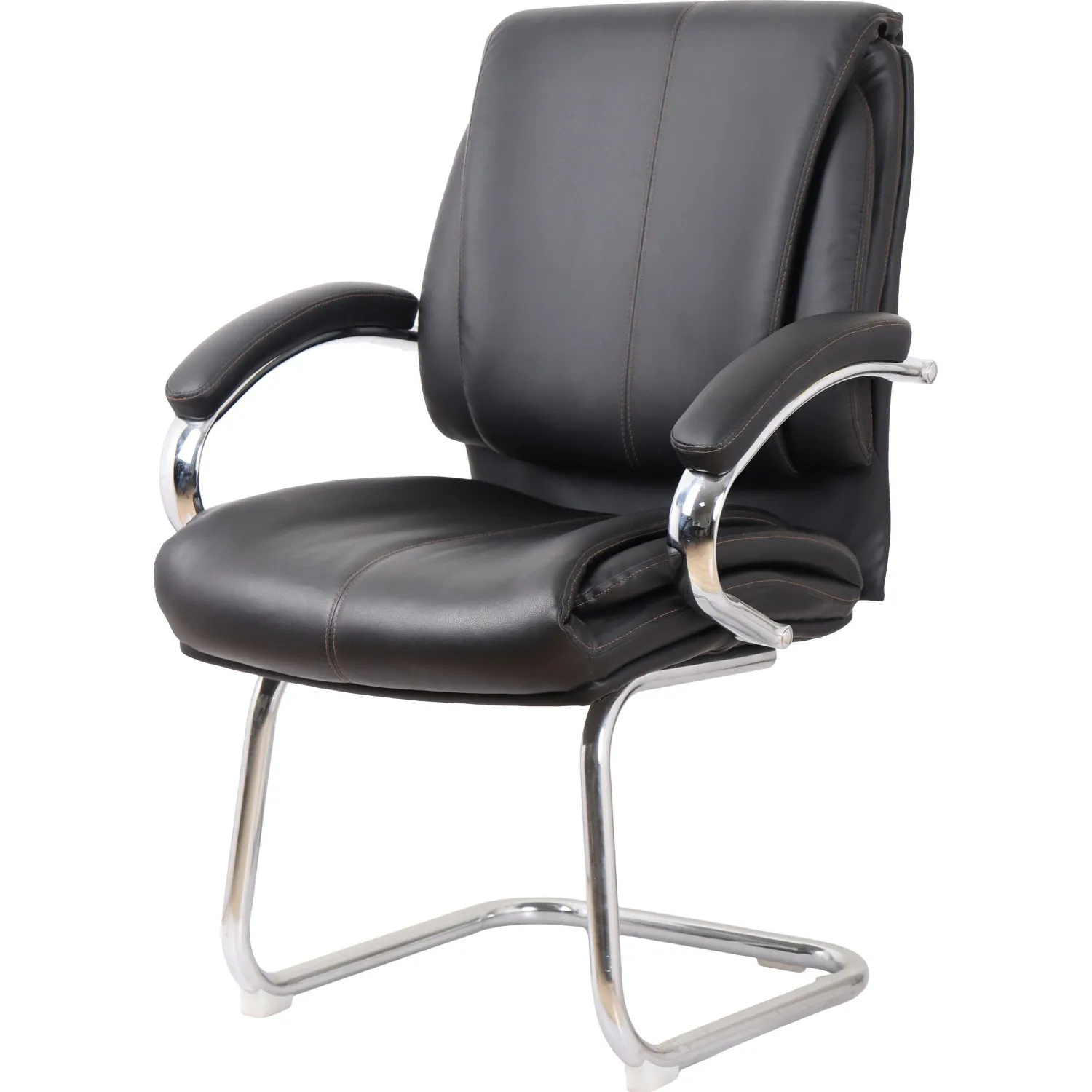 Конференц-кресло Комус Мебель (Easy Chair) 516 чёрное (экокожа, металл хромированный)