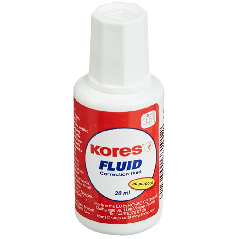 Корректирующая жидкость (штрих) Kores Fluid (20мл, быстросохнущая ...