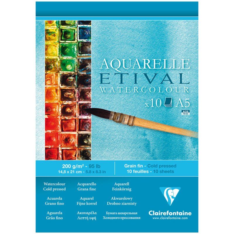 превью Альбом для акварели 10л., А5, на склейке Clairefontaine «Etival», 200г/м2, холодное прессование