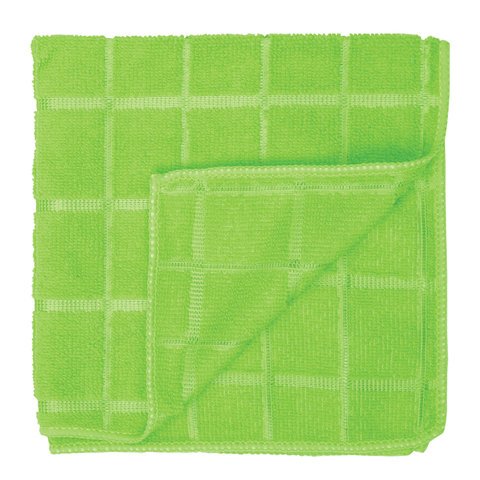 Салфетки универсальные, КОМПЛЕКТ 3 шт., микрофибра, квадратное тиснение, 40×40 см, зеленые, ЛЮБАША
