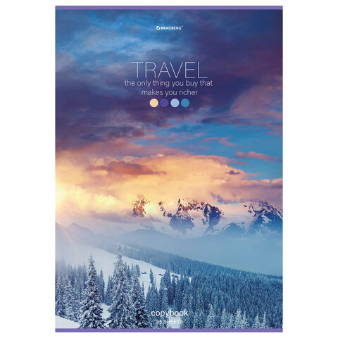 Тетрадь А4, 96 л., BRAUBERG, скоба, клетка, обложка картон, «Journey»