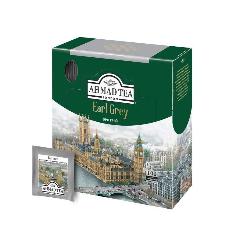 Чай Ahmad Earl grey (черный с бергамотом, 100пак/уп)