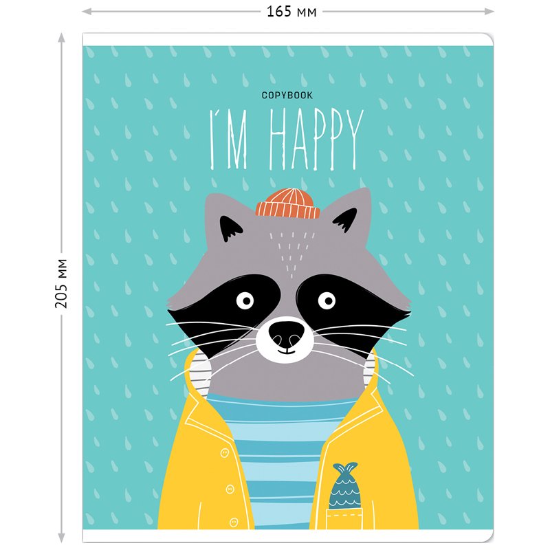 Тетрадь 48л., А5, клетка ArtSpace «Рисунки. Happy animals», выборочный УФ-лак