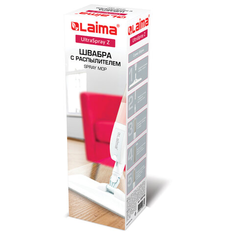Швабра с распылителем UltraSpray Z2 насадки из микрофибры с плоским ворсомскребокLAIMA609145