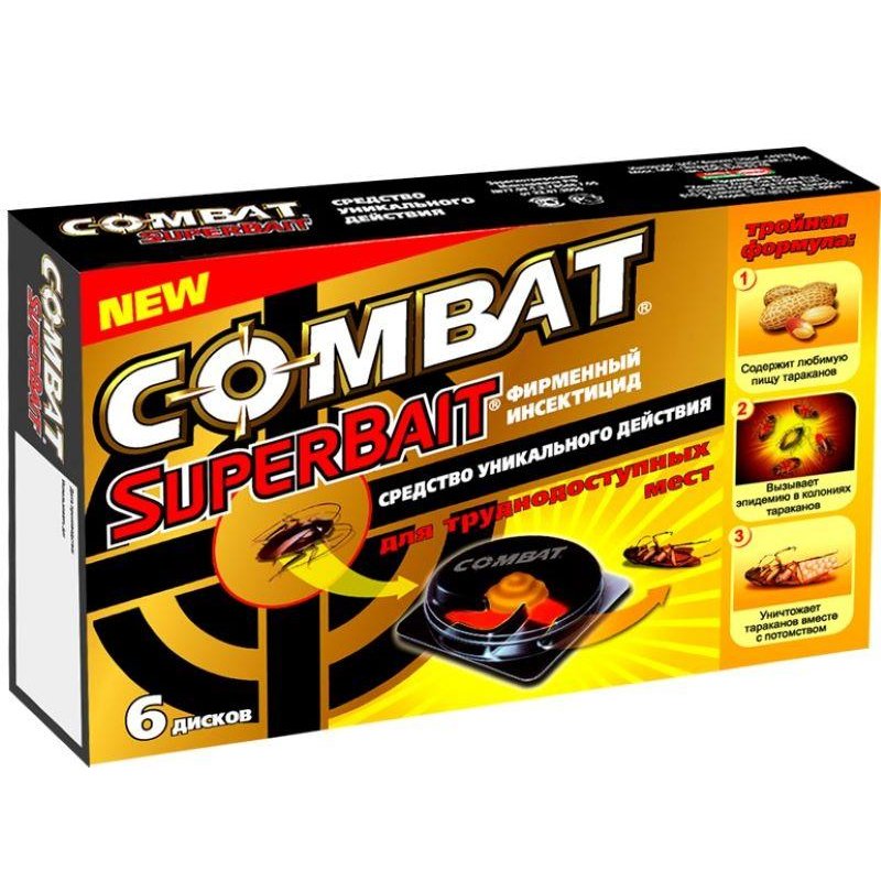 Средство от насекомых Combat Super Bait от тараканов ловушки (6 штук в ...