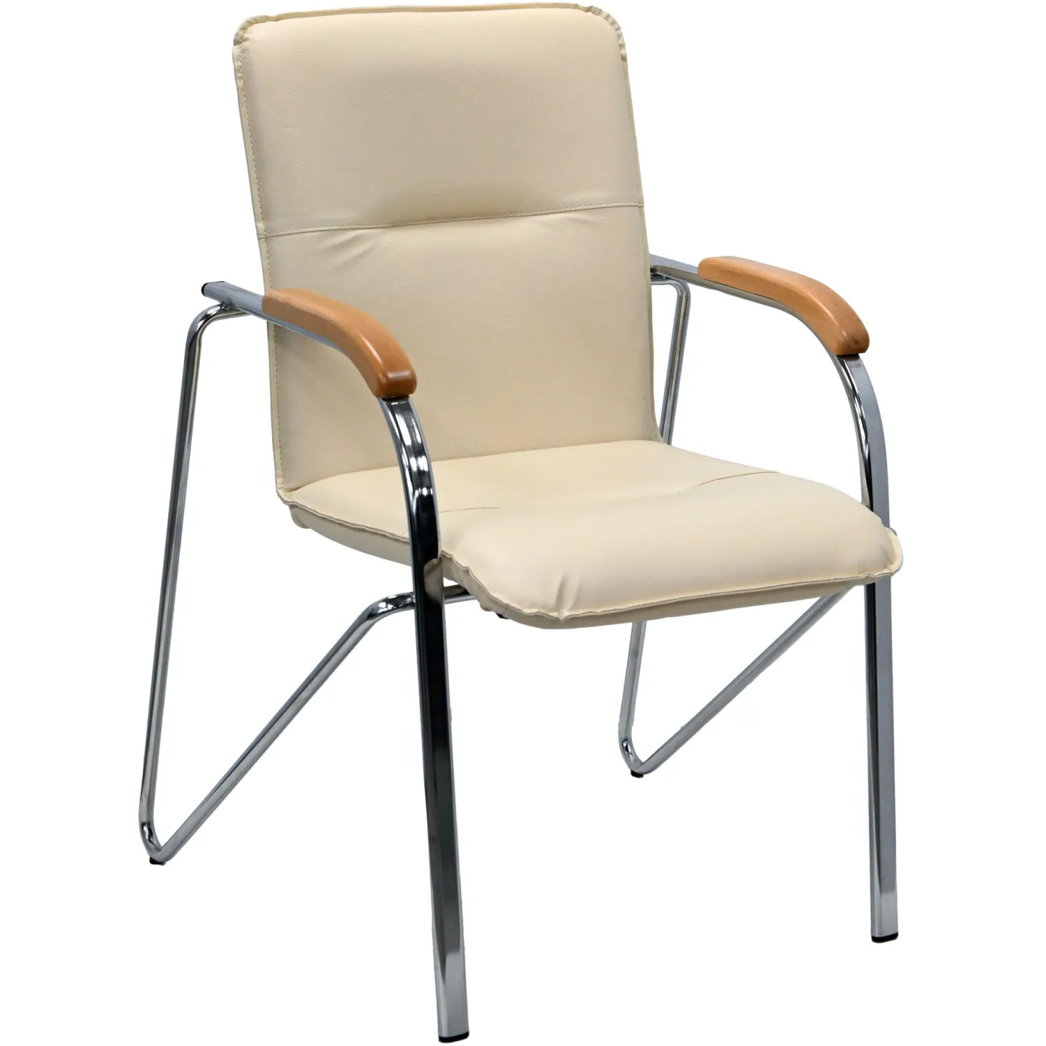 Конференц-кресло Easy Chair Samba бежевый/бук (искусственная кожа, металл хромированный)