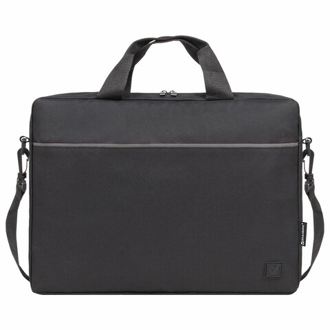 Сумка портфель BRAUBERG PRACTICAL с отделением для ноутбука 15.6", Grey line, черная, 29×40х7 см