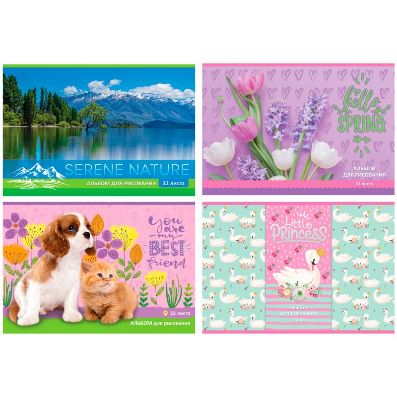 превью Альбом для рисования 32л., А4, на скрепке BG «Mix. Девочки»