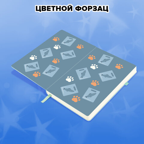 Скетчбук, слоновая кость 140 г/м2, 130×210 мм, 80 л., софт-тач, резинка, наклейки, FUNSTER (ФАНСТЕР), «Котик»