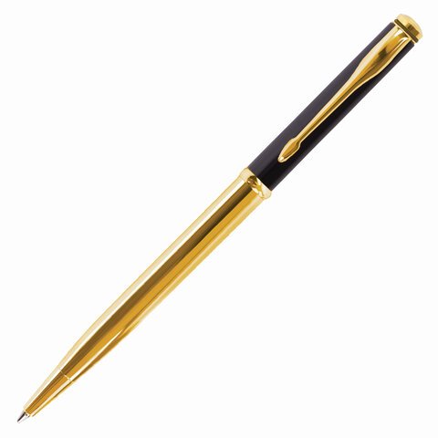 Ручка подарочная шариковая GALANT «ARROW GOLD», корпус черный/золотистый, детали золотистые, узел 0.7 мм, синяя
