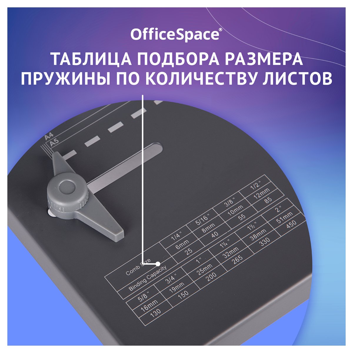 Брошюровщик OfficeSpace BM124 «Perfect bind» для пластиковых пружин, пробивает 12л., сшивает 450л. 