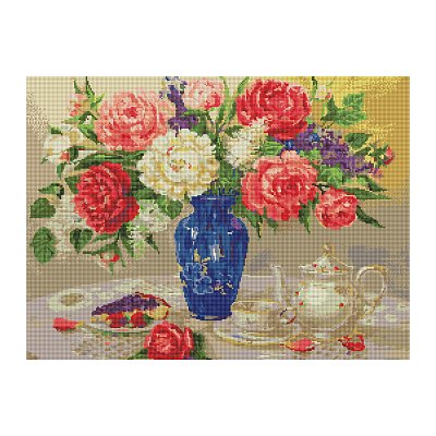 Алмазная мозаика ТРИ СОВЫ «Пионы», 50×70см, холст, картонная коробка с пластиковой ручкой