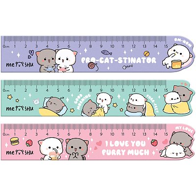 Линейка 15см MESHU «Сute Kittens», деревянная, ассорти, европодвес