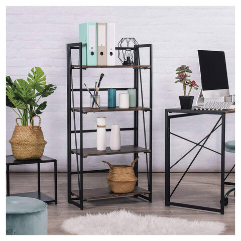 Стеллаж на металлокаркасе «BRABIX LOFT SH-001»600×300х1250 ммскладнойцвет морёный дуб641228